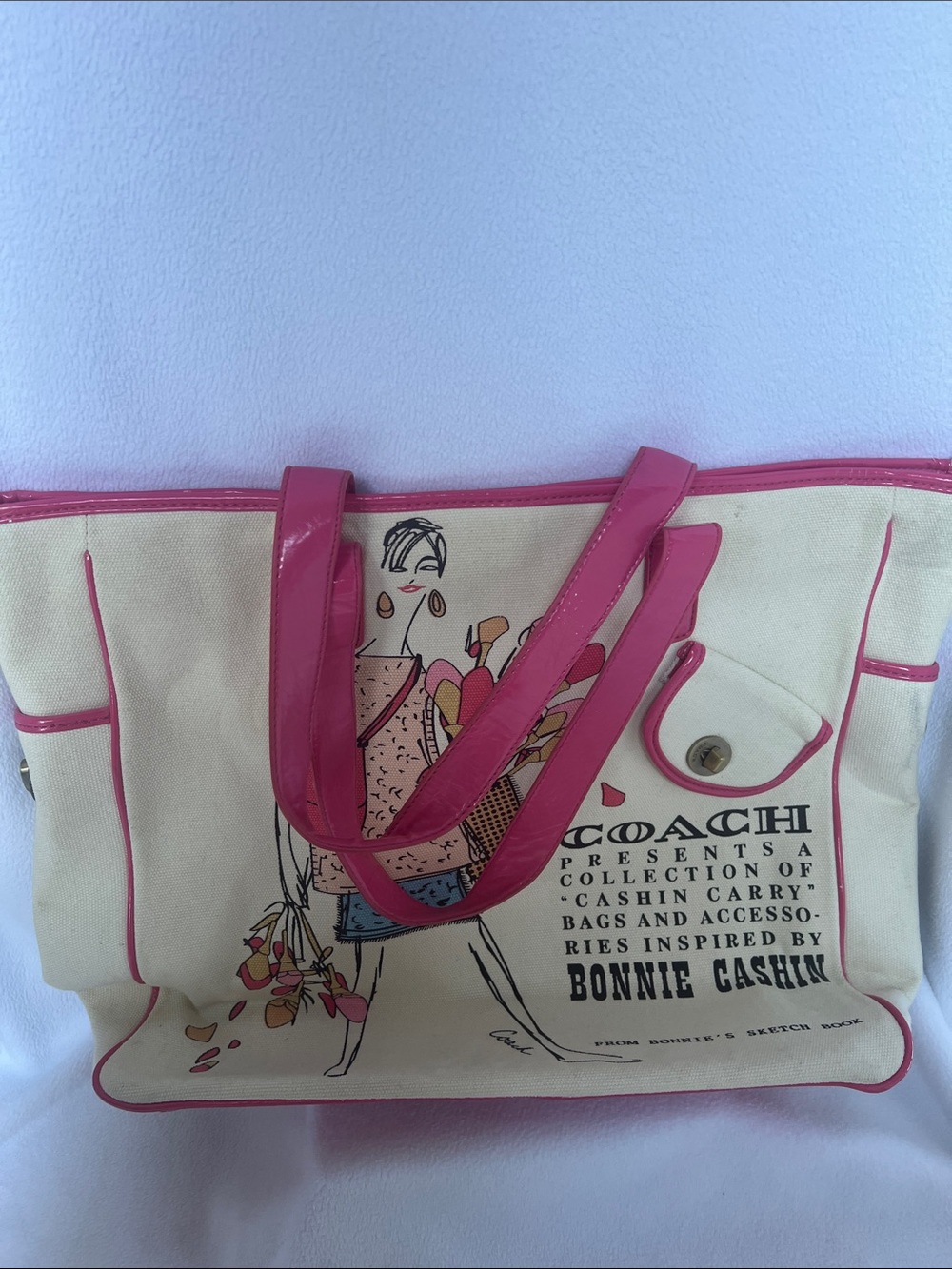 Coach Bonnie Cashin Sketch Book Tote Cream & Pink - Picture 3 of 6